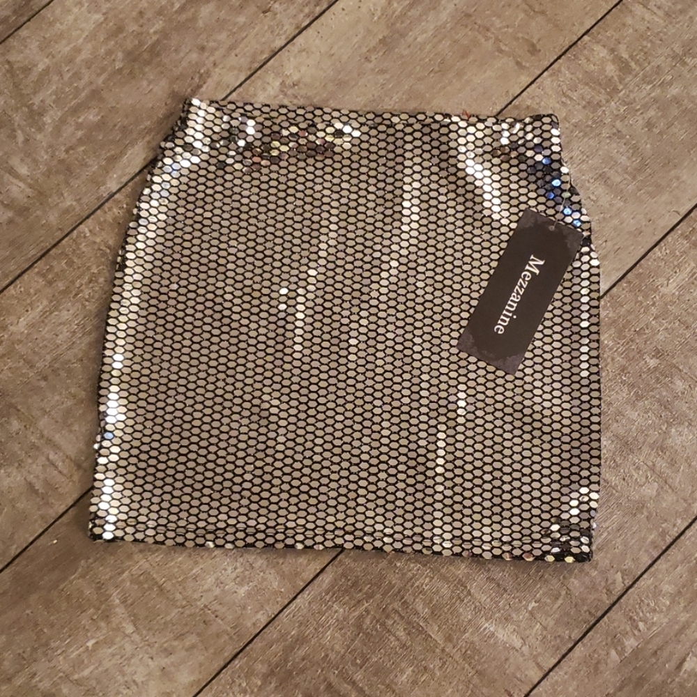 Mezzanine-Silver Mini Skirt